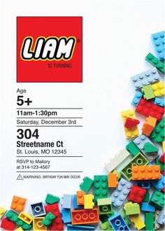 an advertisement for legos is displayed on a white background with red and yellow bricks