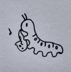 a drawing of a caterpillar with music notes coming out of it's mouth