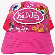 * Von Dutch Unisex Trucker * Authentic With Tag * Pink With White/Pink Logo Patch * Breathable Pink Mesh Panels * Underneath Print On The Bill * Curved Bill * Inner Moisture Sweatband * Inner Von Dutch Tape Lining * Rear Logo Label With Embossed Von Dutch Logo At Snapback Closure * 50% Cotton, 50% Polyester * Von Dutch Hologram Authenticity Decal Underneath Bill * Mpn Vdht5006 * Color Pink * Msrp $89 **Beware Of Fakes. They Will Not Have Hologram Decal, Von Dutch Tag, Von Dutch Tape Lining, Embo Pink Visor Baseball Cap With Embroidered Logo, Pink Baseball Cap With Embroidered Logo, Pink Snapback Baseball Cap With Embroidered Logo, Trendy Pink Baseball Cap With Embroidered Logo, Pink Baseball Cap For Beach With Curved Bill, Pink Curved Bill Hats For Summer, Pink Trucker Hat With Letter Print And Curved Brim, Pink Curved Visor Hat For Summer, Pink Adjustable Curved Visor Hat