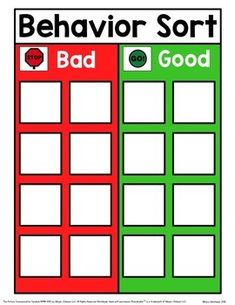 the behavior sort is shown in red and green, with two different labels on each side