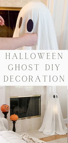 halloween ghost diy decoration with text overlay