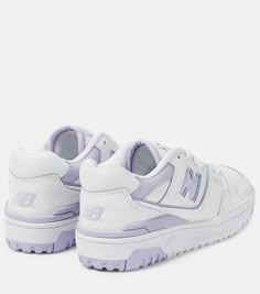 550 Leather Sneakers in White - New Balance | Mytheresa Everyday Shoes Aesthetic, Cute Shoes New Balance, Cute Womens Sneakers, Cute Affordable Shoes, Sneaker Inspo Women, Purple Platform Converse, New Balance 550 Purple, Cute Purple Shoes, Cool Sneakers Women