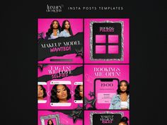 the front and back cover of vanity's insta posts templates, with images of women in pink