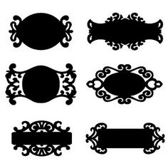 a set of black and white ornate frames