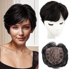 PRICES MAY VARY. ✨ Hair Topper: Our hair topper perfectly suit for women with short thinning hair or grey hair. The pixie cut hair topper instantly add a touch of glamour to your look, effortlessly enhancing your hairstyle with substantial coverage. ✨ Seamless Blending: Our hair toppers for women designed with a slight tease in the front to get a natural look,seamlessly blend with your existing hair, creating a flawless, undetectable finish. ✨ Breathable Design: Our hair topper with a 7x7inch la Hair Toppers For Women, Hair Pieces For Women, Classic Bob Haircut, Shaggy Pixie, Classic Bob, Hair Topper, Pixie Styles, Short Pixie Cut, Cut Hair