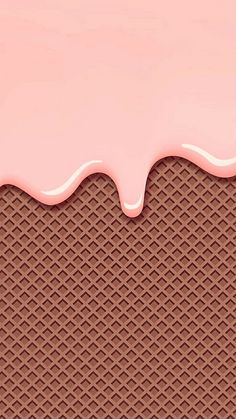 chocolate and pink icing on top of waffles in the shape of a wave