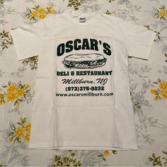 Oscar’s Deli & Restaurant Millburn Nj T-Shirt Nwot Size: S Fabric: 100% Cotton Small Stain At Bottom Of Shirt Otherwise In Perfect Condition. Bundle To Save Open To Offers Thrift Store Tshirts, Vintage Souvenir Shirt, Bar Shirts, 90s Shirts Vintage, Restaurant Merch, Tee Shirt, Small Business Shirt, Bar Shirt, 90s Shirts