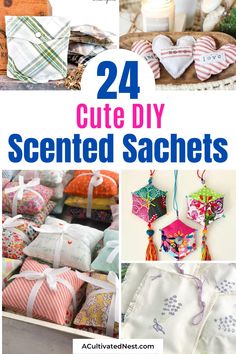 the cover of 24 cute diy scented sachets