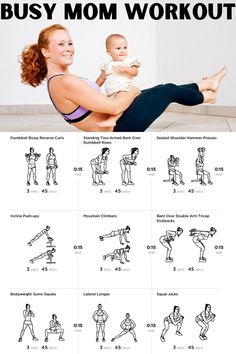 a woman is doing exercises with her baby