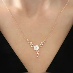 925 Sterling Silver Ivy Necklace, Floral Necklace, Necklace for Women, Anniversary Gift, Christmas Necklace Gift, Birthday Git, Gift for Her Metal Used: 925 Sterling Silver   Weight: 2.70 Gr Figure Width: 3.50 Cm Figure Height: 2.90 Cm Chain Length: 42 Cm Stone Type: Zircon Coating: Rosegold Coating Maintenance: It does not darken as long as contact with substances such as perfume, alcohol, cream and bleach is avoided. Cheap Flower Inspired Necklaces For Anniversary, Sterling Silver Flower Necklace With Clavicle Chain, Fine Jewelry White Flower Necklace, White Flower Shaped Fine Jewelry Necklace, White Flower Fine Jewelry Necklace, White Fine Jewelry Necklaces With Flower Charm, White Flower Charm Necklace Fine Jewelry, Elegant White Flower Necklace For Anniversary, Sterling Silver Flower Shaped Necklace For Weddings