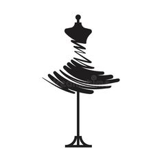 a black and white image of a dress on a mannequin stand royalty illustration