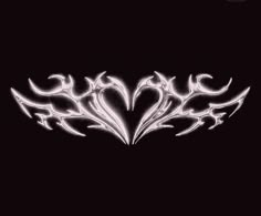 an artistic design on a black background with white swirls in the shape of hearts