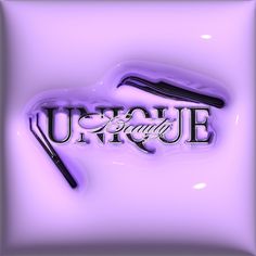 the word unique is written in black and purple