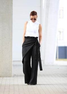 Wide Linen Pants, Natural Linen Pants, Loose Linen Pants, Summer Linen Pants, Black Linen Pants, Casual Linen Pants, Summer Pants Women, Wrap Pants, Soft Pants