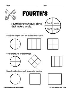 Fraction Grade 1 Worksheet, Fractions Worksheets 1st Grade, Fractions Activities 1st, Fraction Worksheets 1st Grade, Tk Worksheets, Simple Fractions Worksheets, Rounding Worksheets, Math Fractions Worksheets