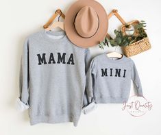 "Matching Mama and Mini sweatshirts. **PLEASE NOTE: These are not listed as a set. The listed price is for 1 item only. If you want a set please select each item(size/color) from the drop-down menu separately then add them to your shopping cart. To do that please: 1) Select the size of the shirt 2) Select the design/print of the shirt 3) Click \"Add to cart\" and repeat the process for the second sweatshirt 4) Once the second sweater has been added to your cart you can proceed to complete the ch Fete Saint Patrick, Family Sweater, Cricket Projects, Toddler Ideas, Mama And Mini, Halloween Photo, St. Patricks Day, Comfy Leggings, Matching Sweatshirts