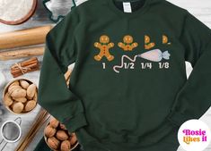 Christmas Sweatshirt for Math Teacher Gingerbread Cookies Sweatshirt Christmas Shirt Holiday Sweatshirt for Baker Christmas Sweater Chick Shirt, Fall Bodysuit, Cute Christmas Sweater, Learn Math, Auntie Shirts, Xmas Tees, Aunt Shirts