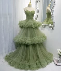 Green Tulle Long A Line Prom Dress Green Evening Dress on Storenvy Modest Prom Gowns, Tulle Long Dress, Green Formal Dresses, Green Evening Dress, Green Tulle, Modest Prom, Fairytale Dress, فستان سهرة, A Line Prom Dresses