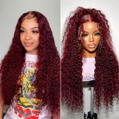 PRICES MAY VARY. 99j Burgundy Deep Wave Wigs Material:100% Brazilian virgin human hair lace front wigs for women,human hair cut from healthy young female hair directly;soft and natural,healthy and vibrant,comfortable against skin Burgundy Lace Frontal Wigs Advantage:pre-plucked natural hairline with baby hair,soft & durable;180% density curly wigs are full and thick,true to length and weight.Suitable for party,birthday,cosplay,travel,celebration,wedding,graduation and daily life HD Transparent L Burgundy Deep Wave, Hd Lace Frontal, Remy Hair Wigs, Birthday Travel, Lace Front Wigs Human Hair, Cheap Human Hair, Remy Human Hair Wigs, Female Head, Curly Lace Front Wigs