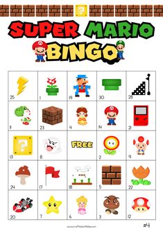 the super mario bingo game is shown in this image