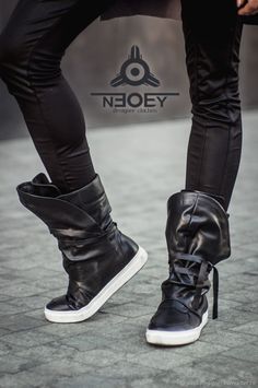 Sneakers Reference, Cyberpunk Black, Solarpunk Fashion, Edible Slime, Handmade Boots, Wrap Boots, Custom Made Shoes