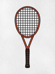 a drawing of a tennis racket on a white background with brown trimmings