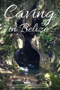 a man standing in the middle of a cave with text reading caring on belz