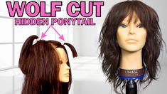 Wolf Style Haircut, Diy V Haircut, Styling A Wolf Cut, Wolfcut At Home, Diy Ponytail Haircut, How To Cut A Wolf Cut At Home, How To Cut My Own Hair At Home, Diy Wolf Cut Hair, Layers Wispy Bangs