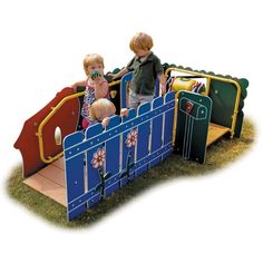 three children playing in a play yard