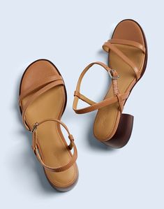 The Gwenn Block-Heel Sandal Leather Industry, Look Classy, Chunky Block Heels, Recycled Rubber, Synthetic Rubber, Heel Sandal, Block Heels Sandal, Ankle Strap Sandals, High Heel Sandals