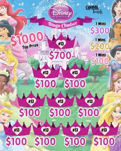 the disney princess prize game with $ 500 and $ 300 for each player to win