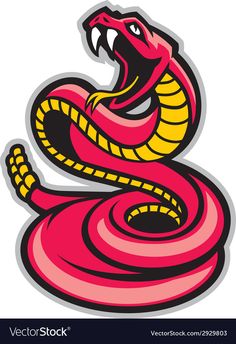 a red and yellow snake sticker on a white background