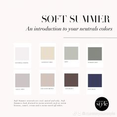 Light Summer Style, Light Summer Color Palette, Colour Analysis, Summer Neutrals, Summer Color Palette