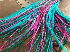 Feather Hair Extensions Pink Teal Turquoise Sold and Grizzly | Etsy Mermaid Colors, Hair Feathers, Feather Extensions, Feather Hair Extensions, Multiple Earrings, Feather Hair, Top Hairstyles