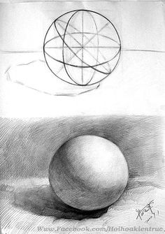 a pencil drawing of an egg and a sphere