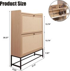 the product size is shown for this cabinet