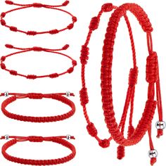 PRICES MAY VARY. Package you can get: you will receive 6 pieces Kabbalah red string bracelets , enough quantity provide for you to wear or send to your friends and families, nice accessories for New Year, Christmas, Mother's Day, Birthday, Valentine's Day 7 Knots string bracelet: each bracelet designed with 7 knots, and with vibrant red color, there's string at each end that you can stretch the size, so it's very easy to wear, it will find favor with women Meaningful present: this red string amu Casual Red Braided Bracelets As Gift, Casual Red Braided Bracelets For Gift, Adjustable Red Beaded Bracelet For Valentine's Day, Red Braided Bracelet With Sliding Knot For Friendship, Red Braided Friendship Bracelet With Sliding Knot, Red Braided Bracelets For Valentine's Day, Casual Red Bracelets For Valentine's Day, Bracelets Red, Red Charm