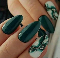 Green Dress Nails, Green And Silver Nails, Emerald Green Nail Designs, Emerald Green Nail, Emerald Green Nail Polish, Thanksgiving Nails Design Fall, Sheer Nails, Thanksgiving Nail Designs