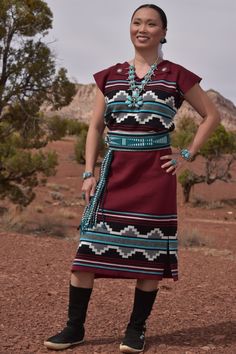 Rug Dress Pendelton Dress, Navajo Skirts, Native American Clothing Traditional, Navajo Rug Dress, Mountain Warrior, Navajo Fashion, Navajo Clothing, Native American Style Outfits, Navajo Dress