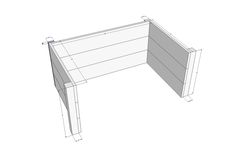 a drawing of a corner desk with the top section cut out