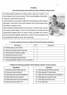 the worksheet for reading and writing with answers to describe what is in this text