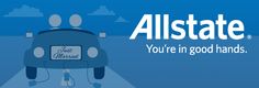 an advertisement for allstate with a car on the road