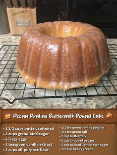 a bundt cake sitting on top of a cooling rack