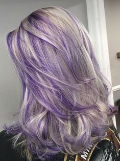 Grey Hair With Purple Highlights, Ash Purple Hair, Purple Highlights Blonde Hair, Purple Hair Short, Purple Blonde Hair, Purple Grey Hair, Violet Hair Colors, Purple Hair Highlights, Light Purple Hair