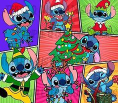 cartoon characters with christmas tree and presents on colorful background - free image 34971