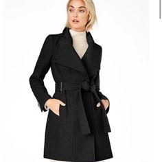 Super Cute And Warm Calvin Klein Jacket Coat Belt, Belted Wrap Coat, Wool Wrap Coat, Petite Coat, Wool Wrap, Plus Size Designers, Wrap Coat, Calvin Klein Women, Plus Size Shopping