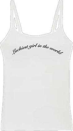 White Sleeveless Top With Text Print, Stretch Cotton Printed Tops, Trendy Printed Cotton Tops, Sleeveless Cotton Tops With Screen Print, Sleeveless Cotton Top With Screen Print, Stretch Cotton Printed Tank Top, Printed Stretch Cotton Tank Top, Sleeveless Cotton Slogan Top, Sleeveless Cotton Top With Slogan