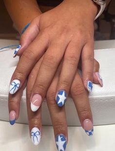 Blue Nail Inspo, Preppy Nails, Teen Nails, Cruise Nails, Hello Nails, Cute Simple Nails, Girly Acrylic, Simple Gel Nails, Cute Nail Ideas