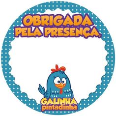 an image of a cartoon character with the words obrigada pela presenca