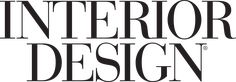 the interior design logo is shown in black and white